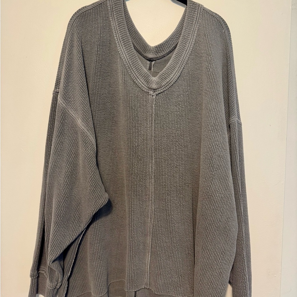 Gray Aerie Ribbed Knit Sweater